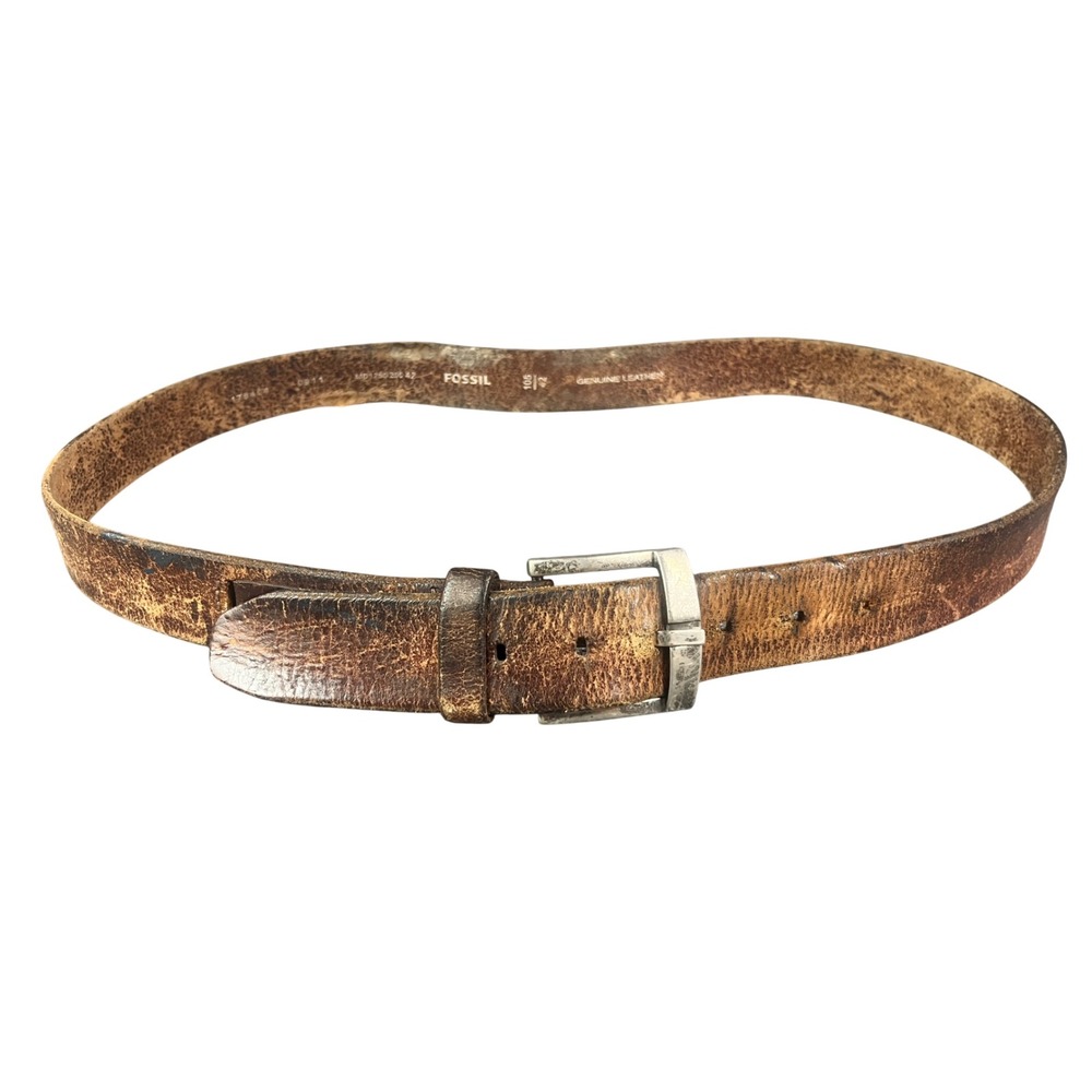 Fossil Mens Distressed Brown Genuine Leather Belt Size 42 MB1250 200 42